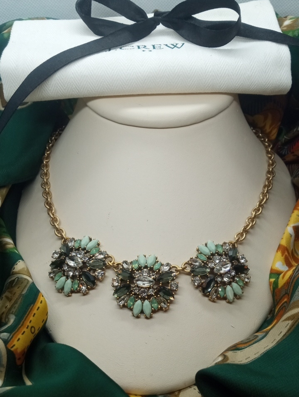 J.CREW BEJEWELED TRIPLE STARBURST NECKLACE